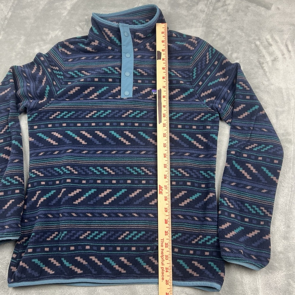 Patagonia Fleece Micro D Snap-T Pullover Geometric Women's Medium Hiking Blue - Picture 5 of 8